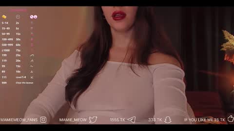 Snapshot of mamiemeow chatting on November 2025 07:51:02 AM Your Miss Alice online show from November 2025 07:51:02 AM